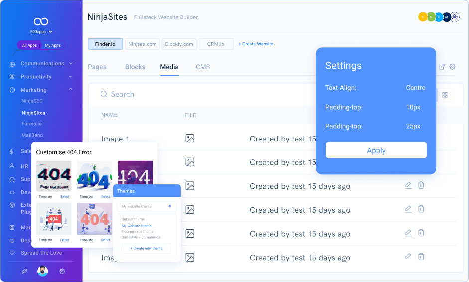 screenshot of NinjaSites