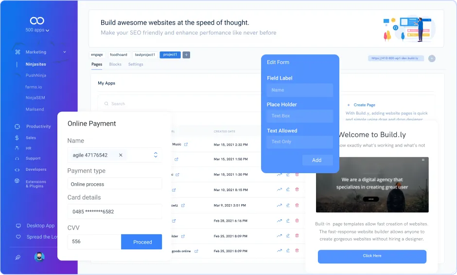 screenshot of NinjaSites
