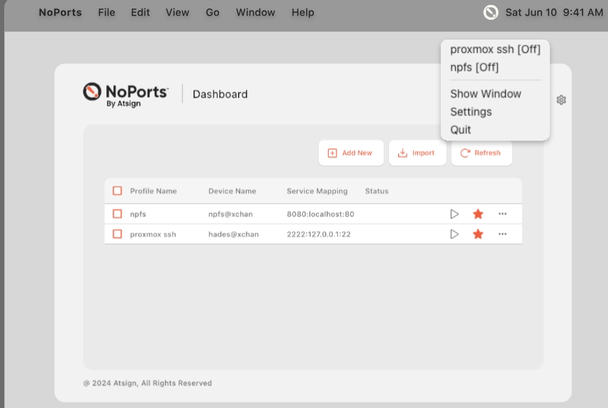 screenshot of NoPorts