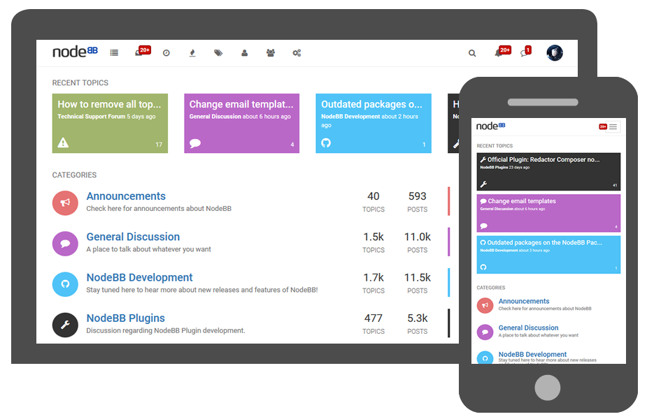 screenshot of NodeBB
