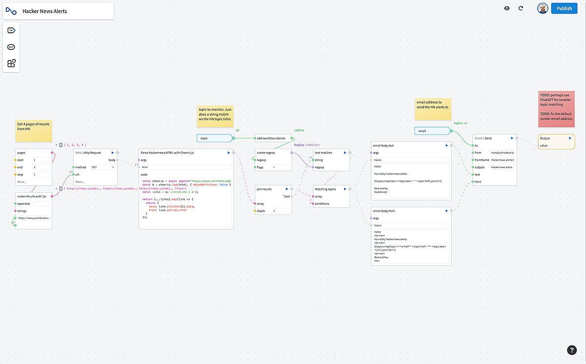 screenshot of NodeScript