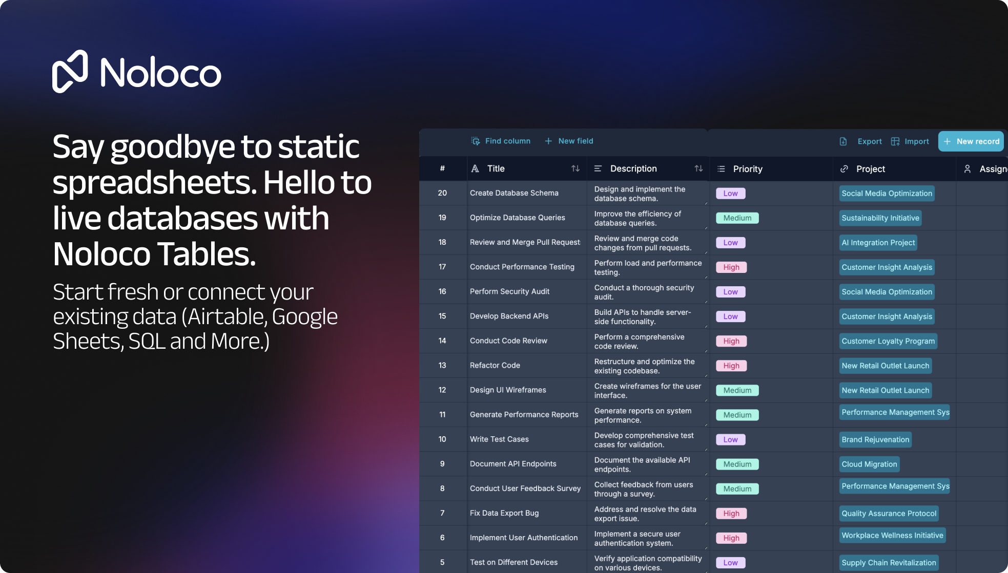 screenshot of Noloco