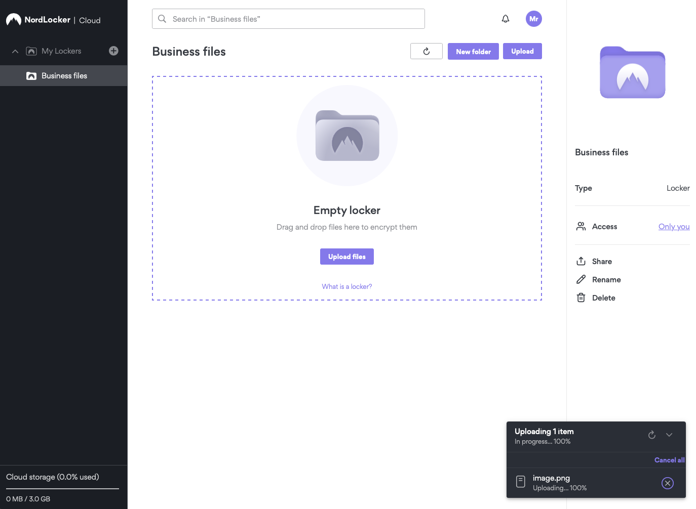 screenshot of NordLocker