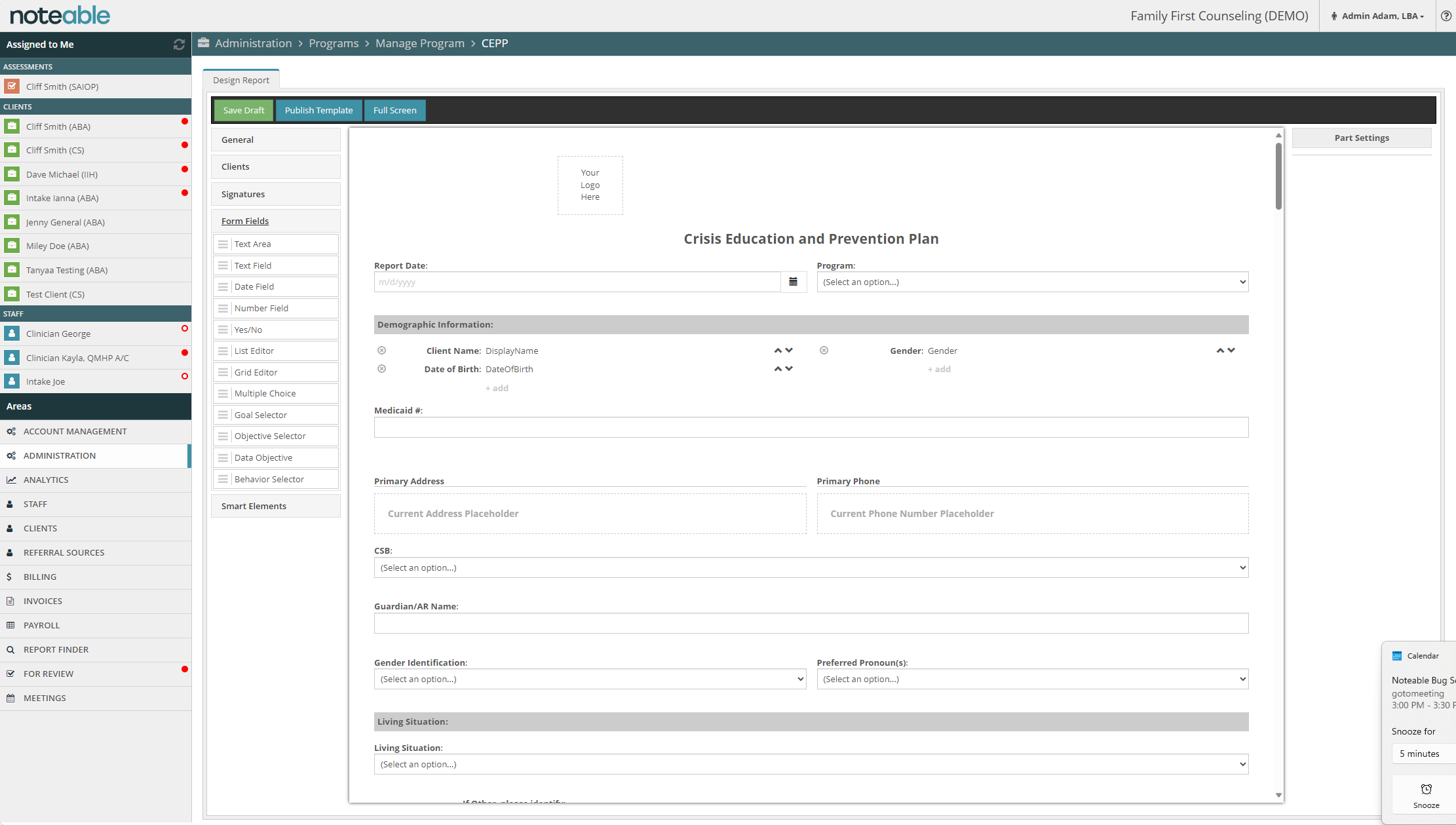 screenshot of Noteable
