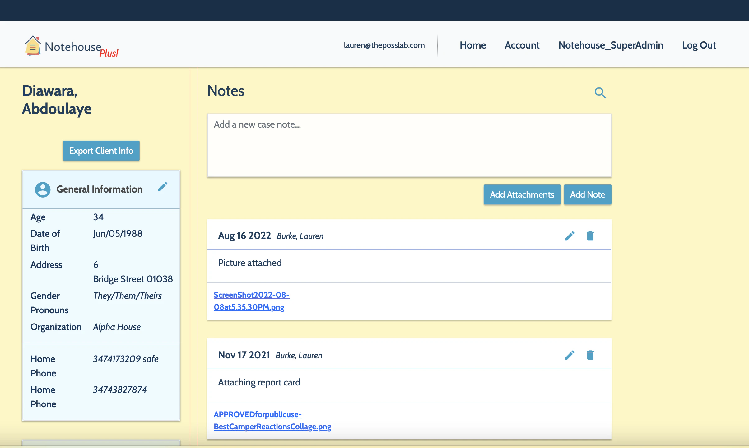 screenshot of Notehouse