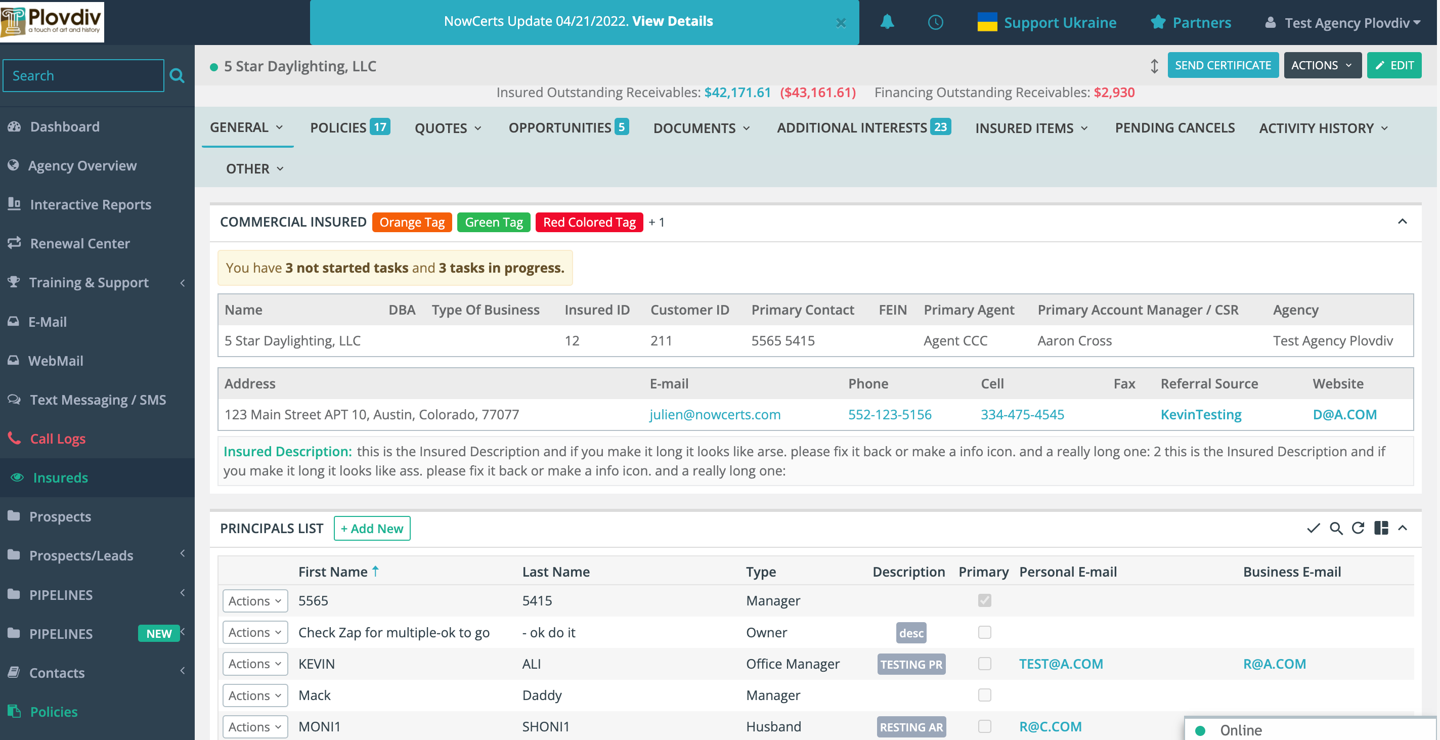 screenshot of NowCerts