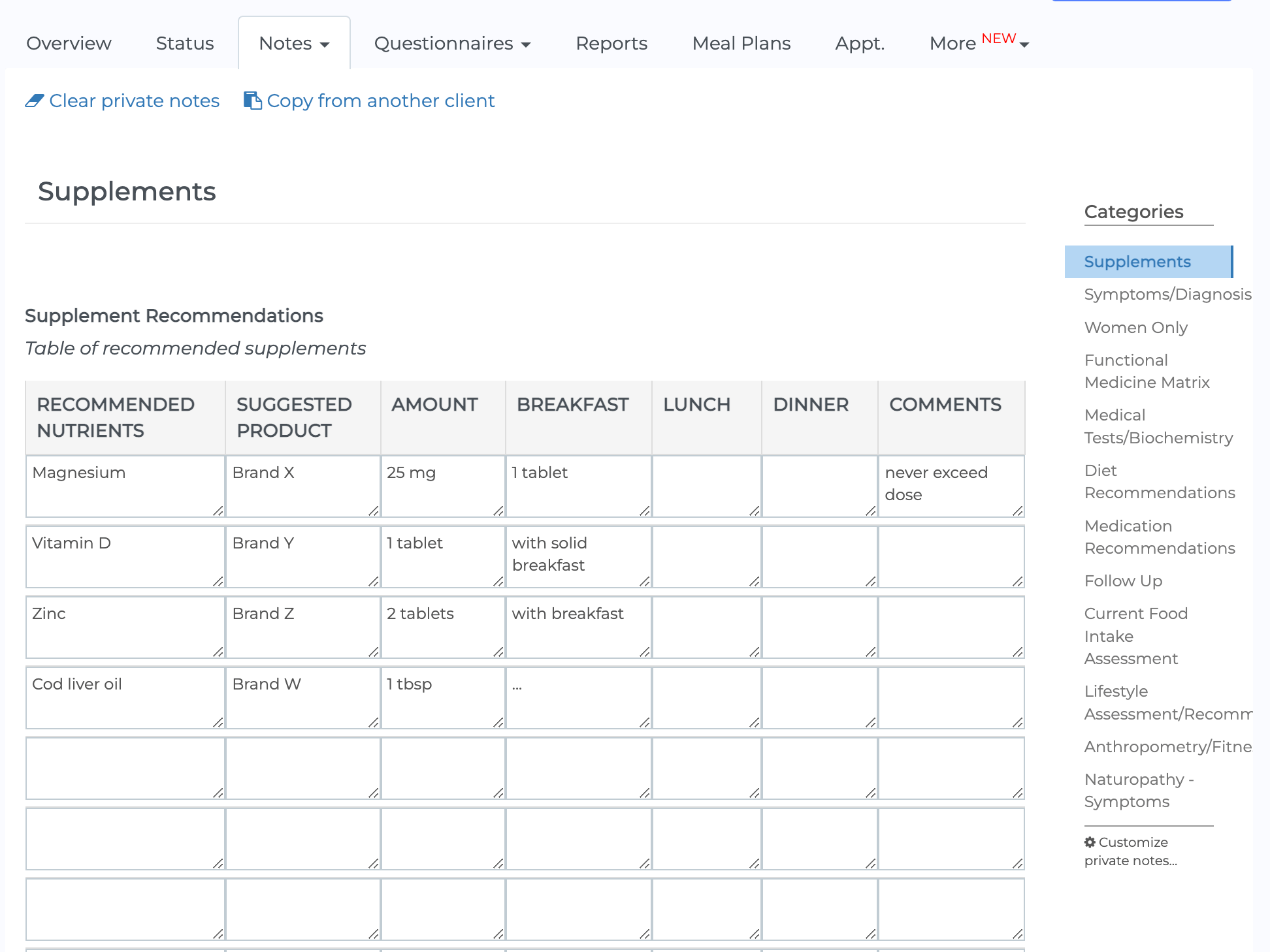 screenshot of NutriAdmin
