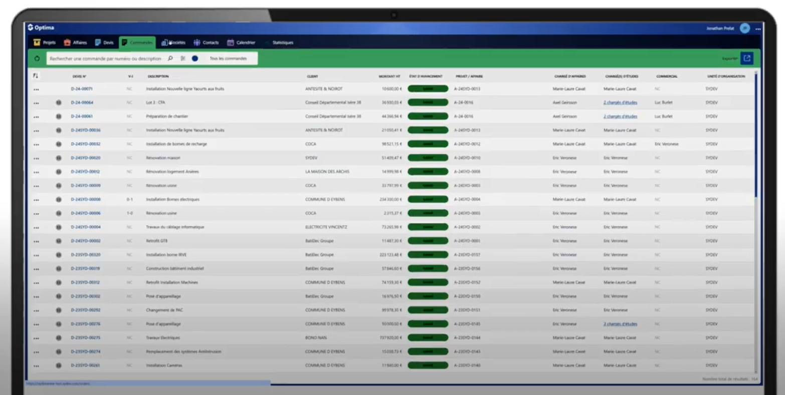 screenshot of OPTIMA