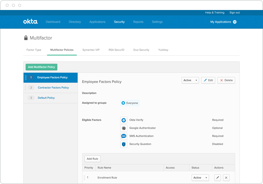screenshot of Okta