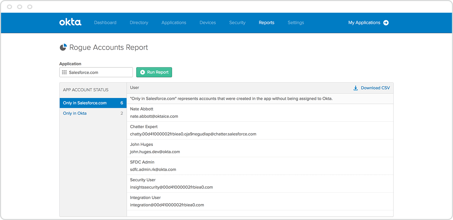 screenshot of Okta