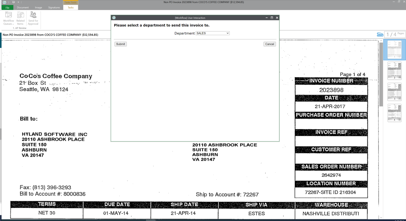 screenshot of OnBase