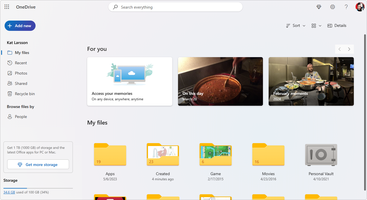screenshot of OneDrive