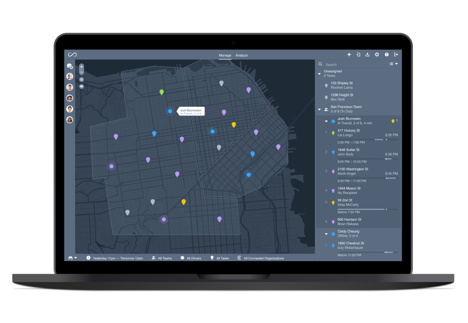 screenshot of Onfleet