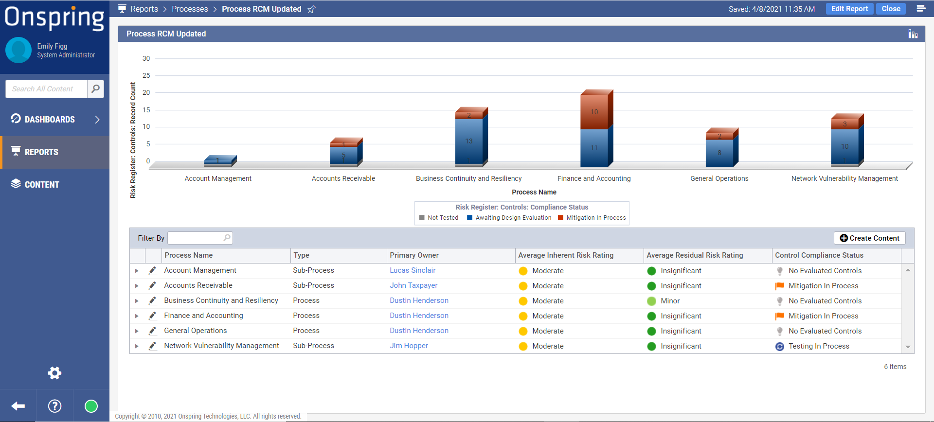 screenshot of Onspring