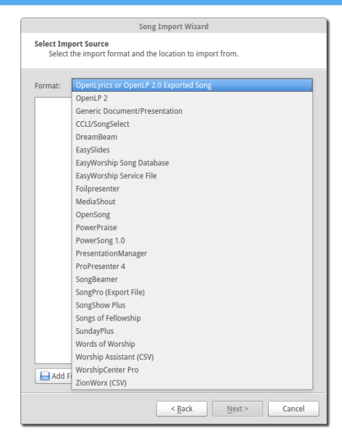 screenshot of OpenLP