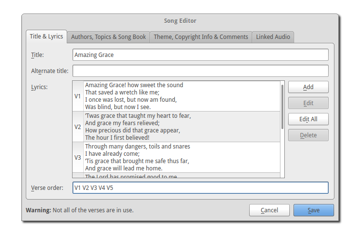 screenshot of OpenLP