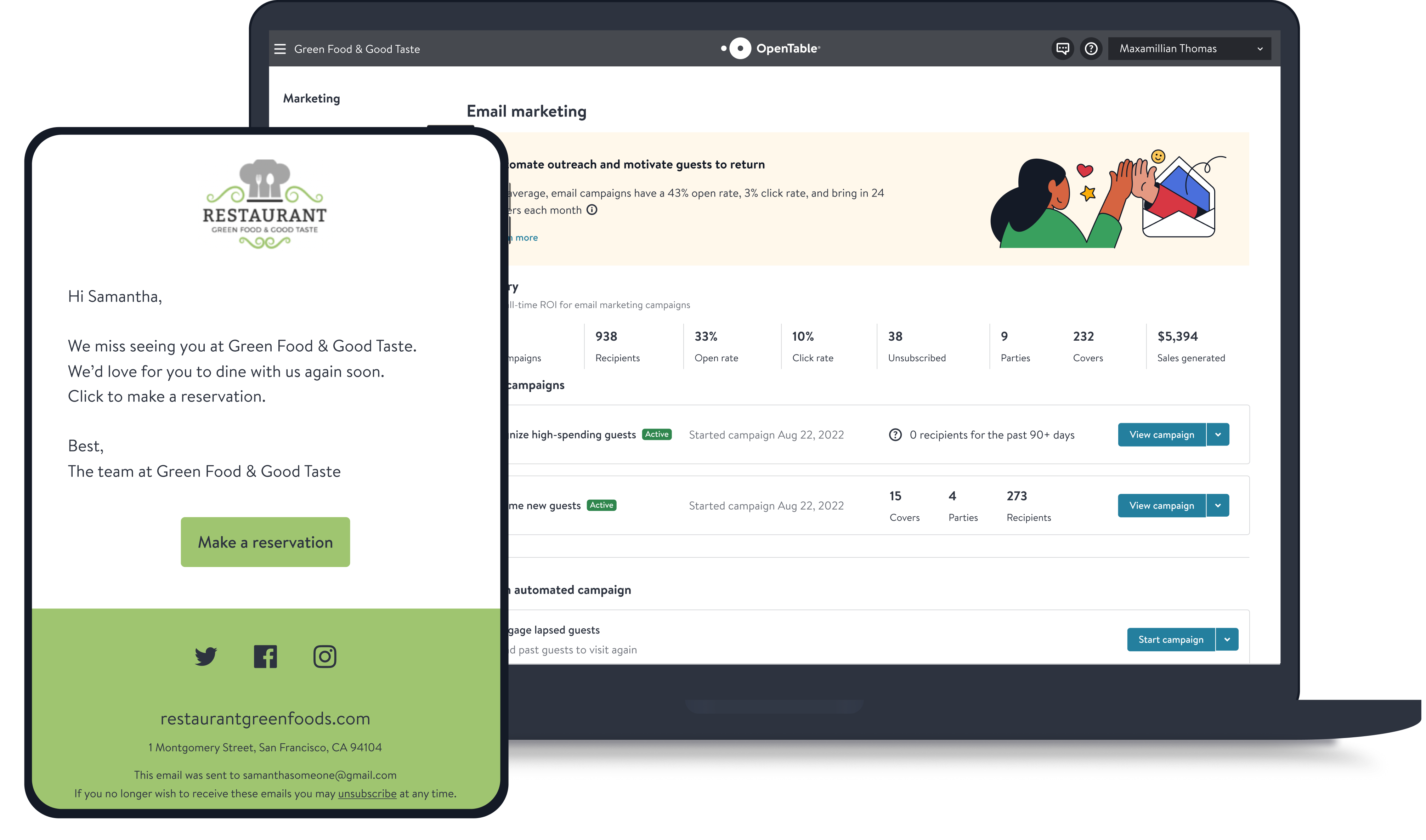 screenshot of OpenTable
