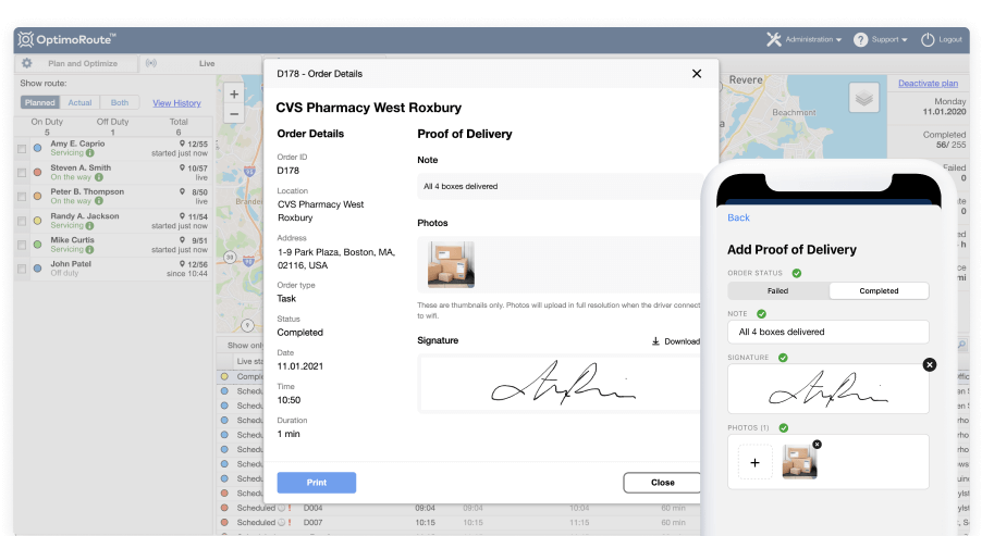 screenshot of OptimoRoute