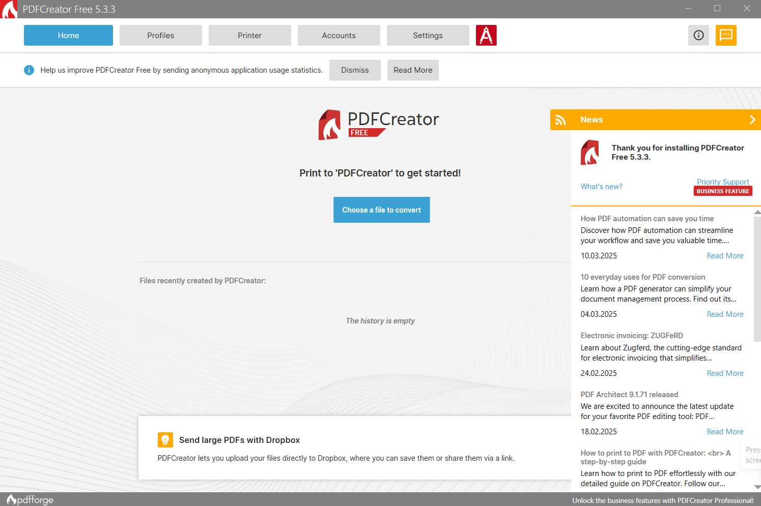 screenshot of PDFCreator