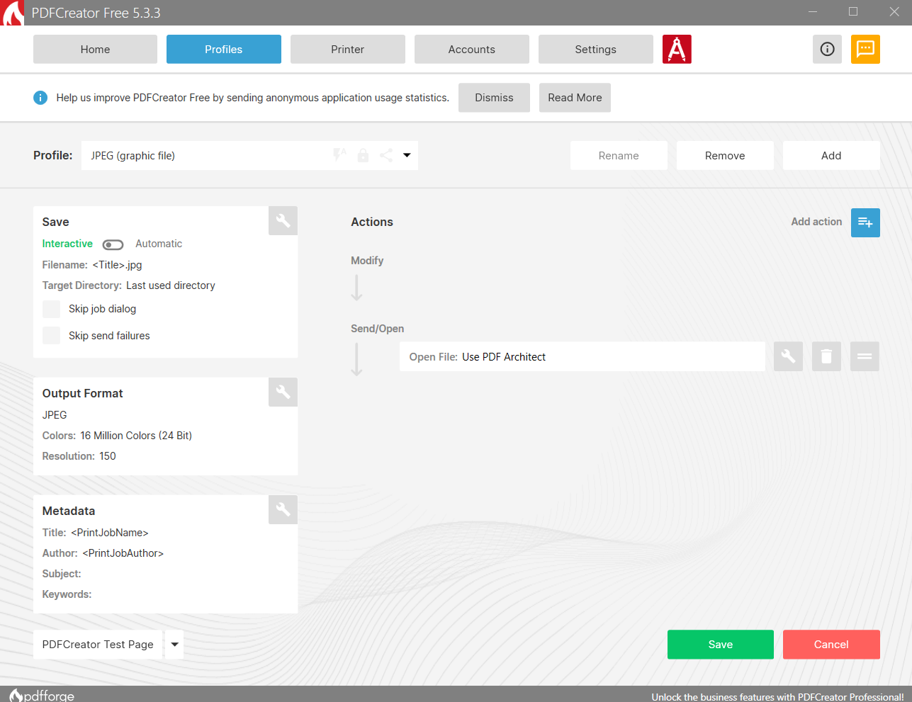 screenshot of PDFCreator