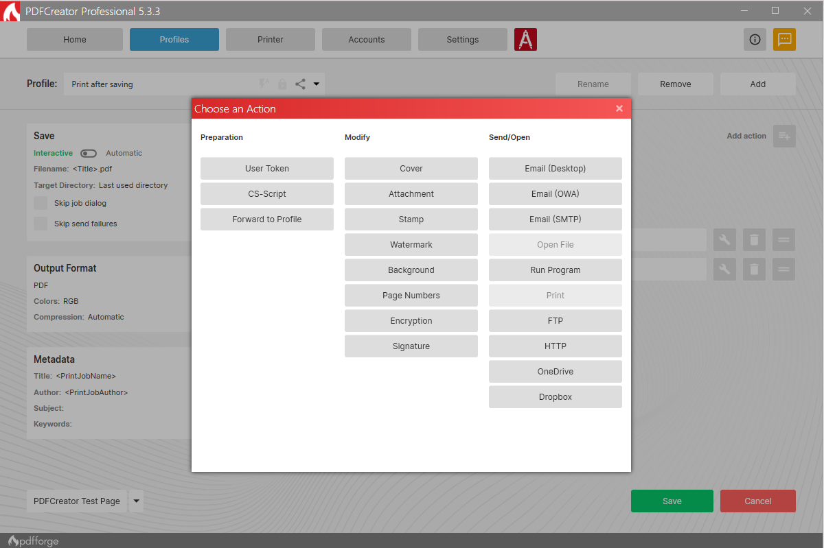 screenshot of PDFCreator