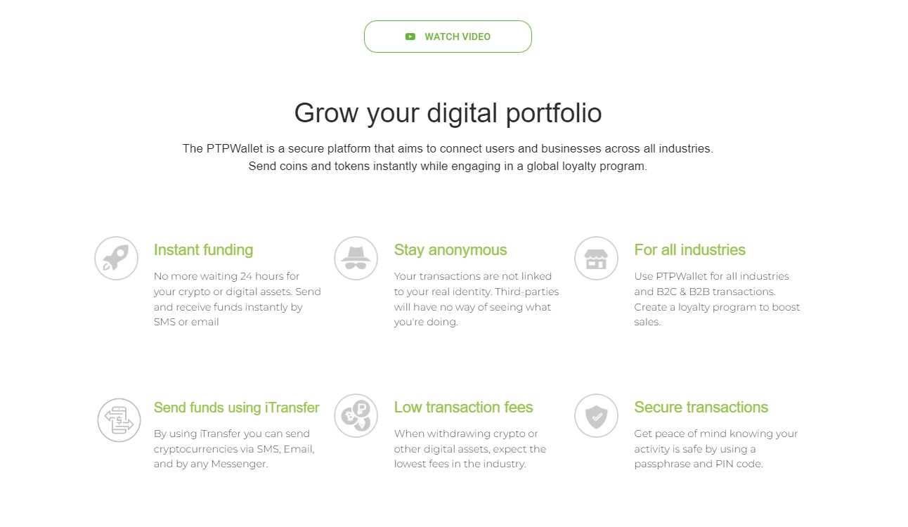 screenshot of PTPWallet