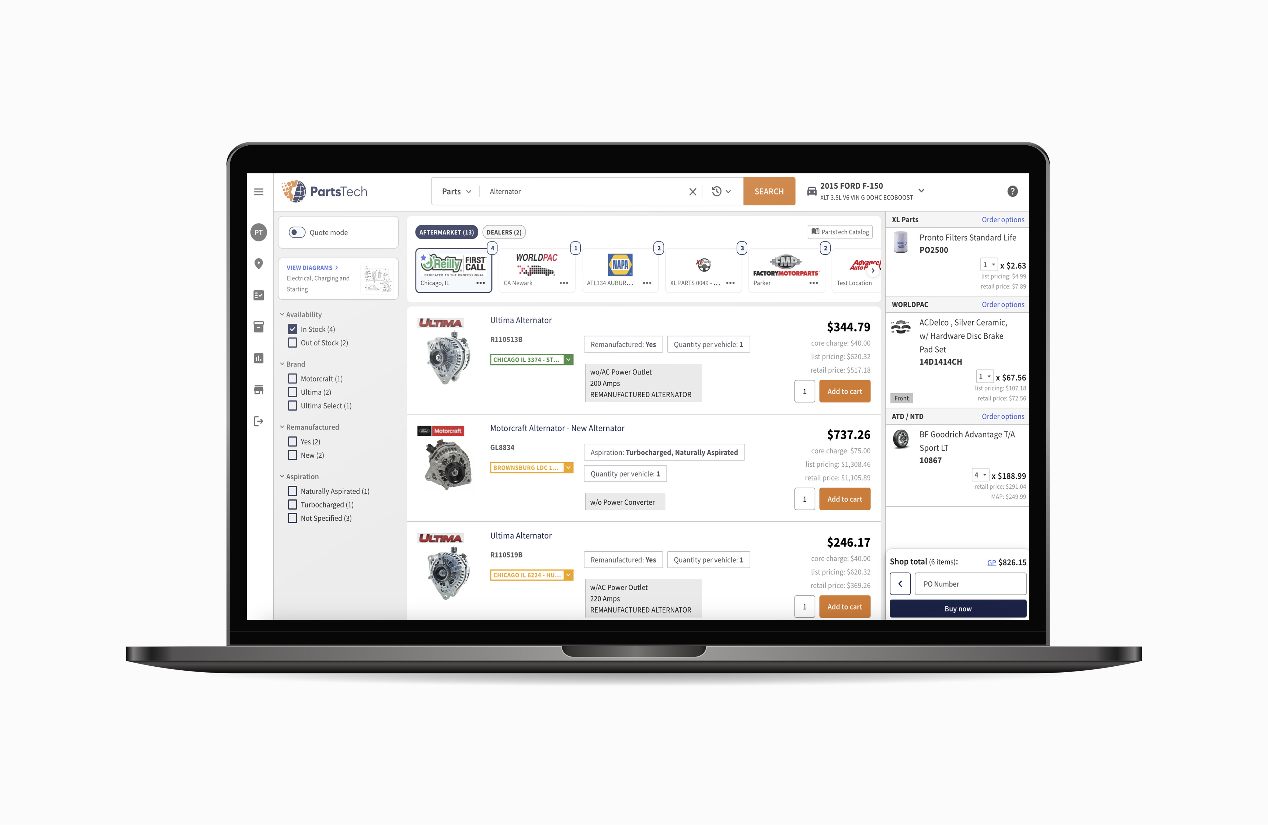 screenshot of PartsTech