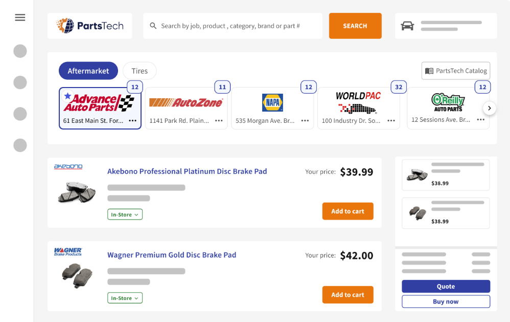 screenshot of PartsTech