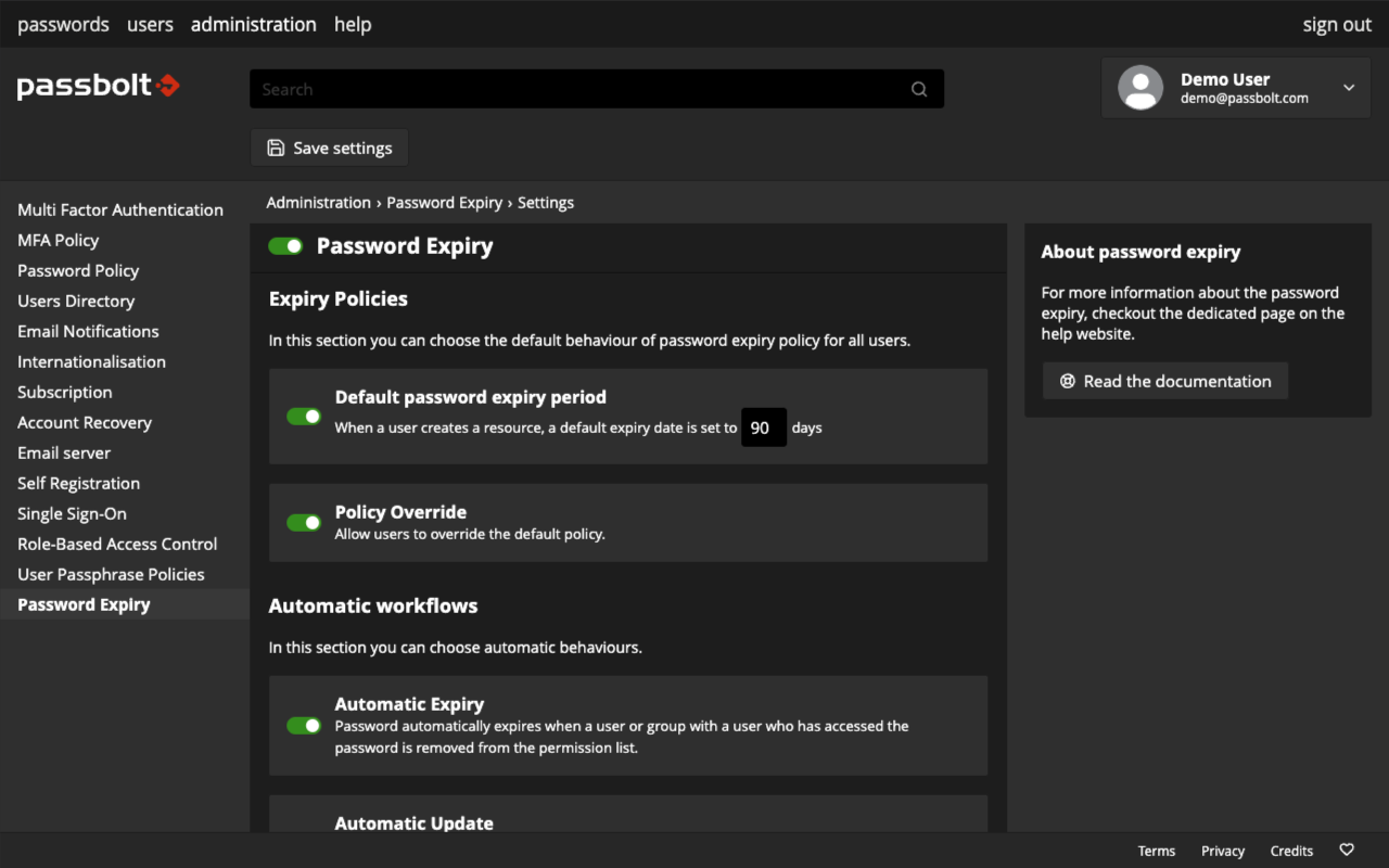 screenshot of Passbolt