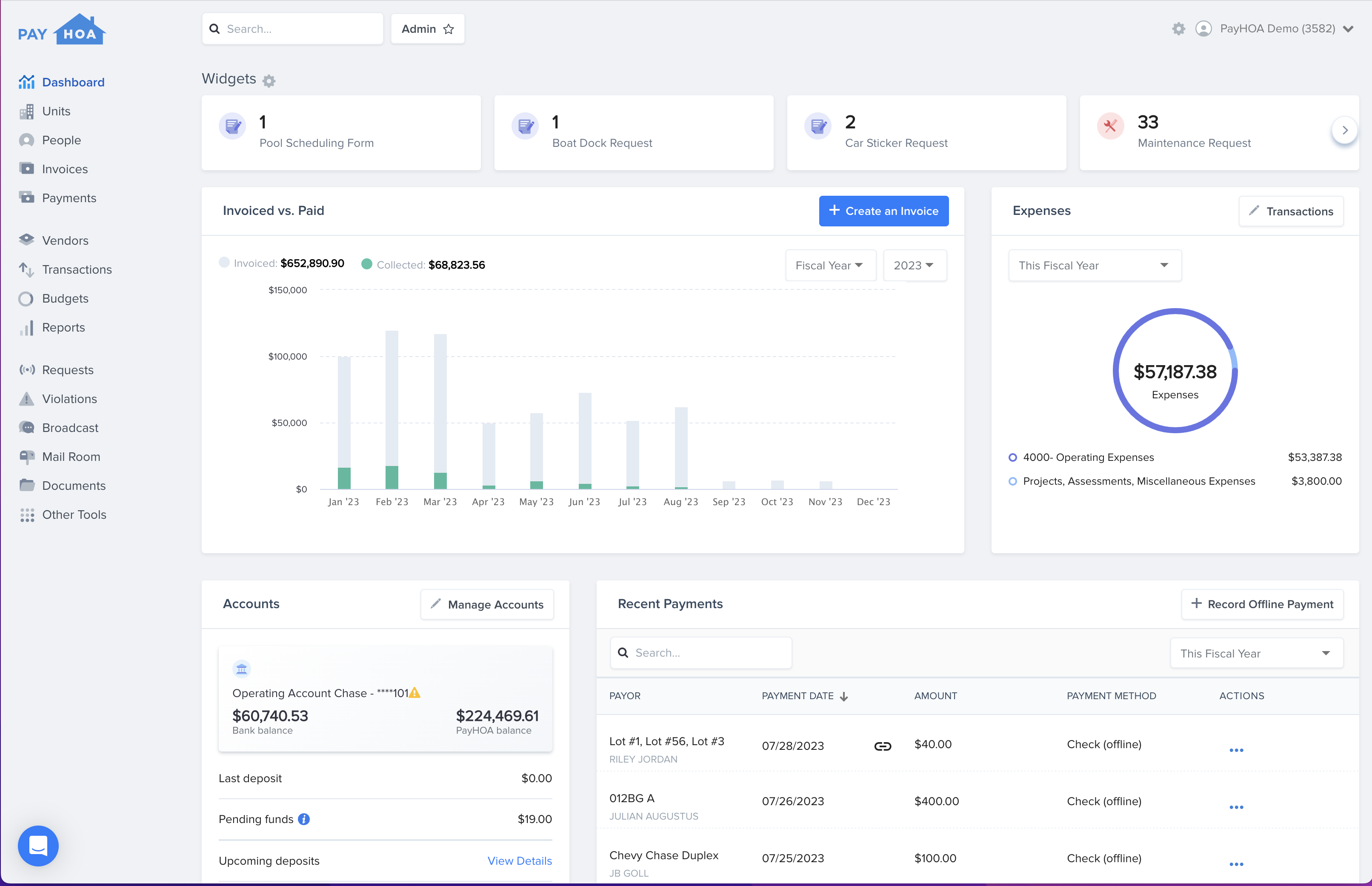 screenshot of PayHOA