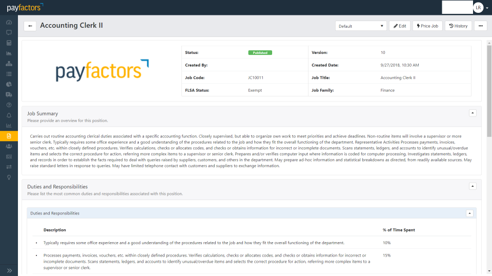 screenshot of Payfactors