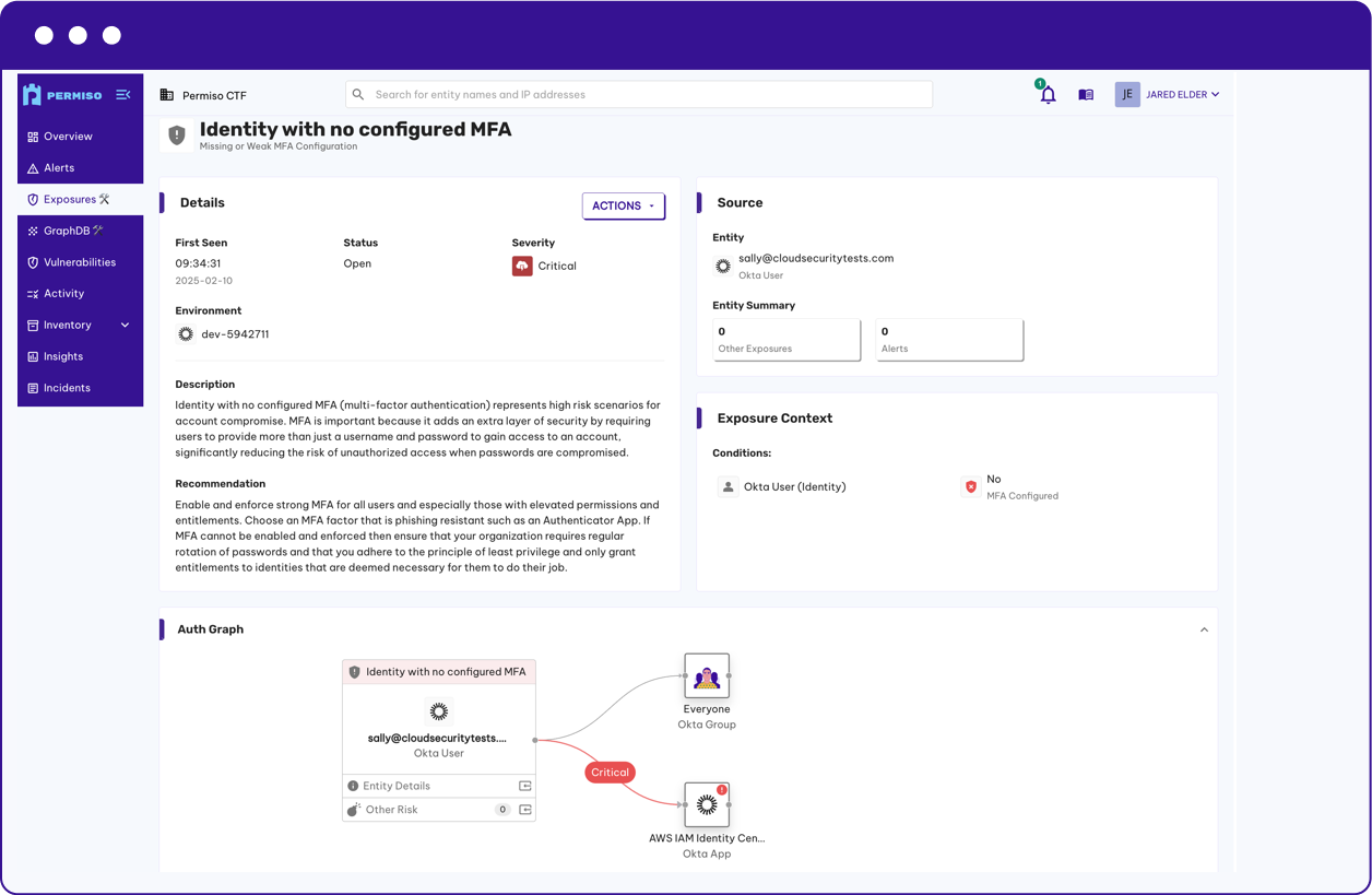 screenshot of Permiso