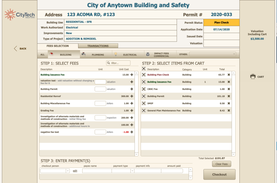 screenshot of Permits
