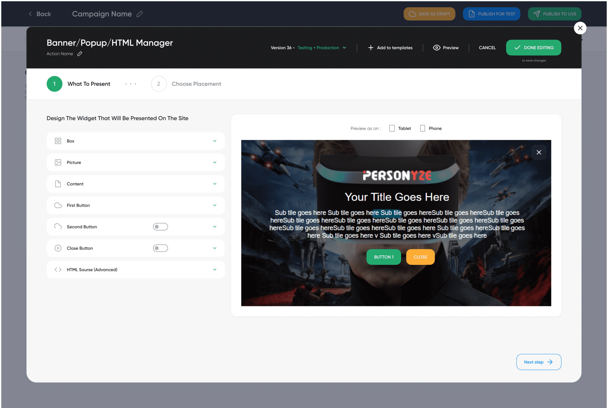 screenshot of Personyze