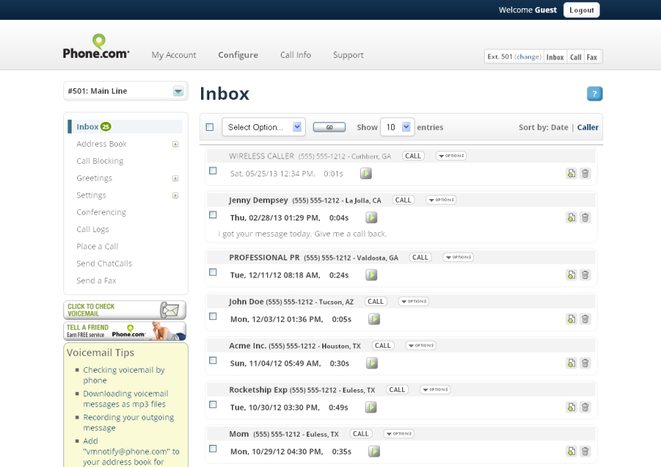 screenshot of Phone.com