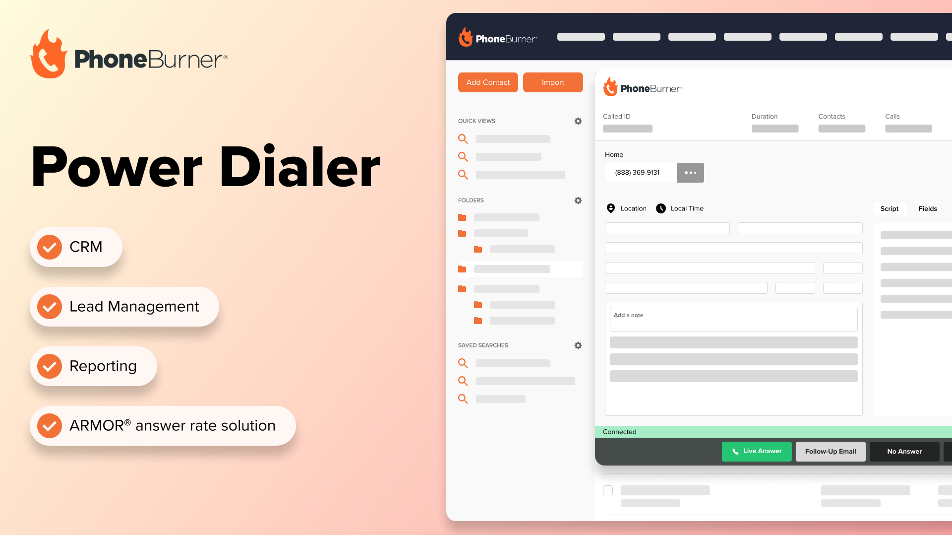 screenshot of PhoneBurner