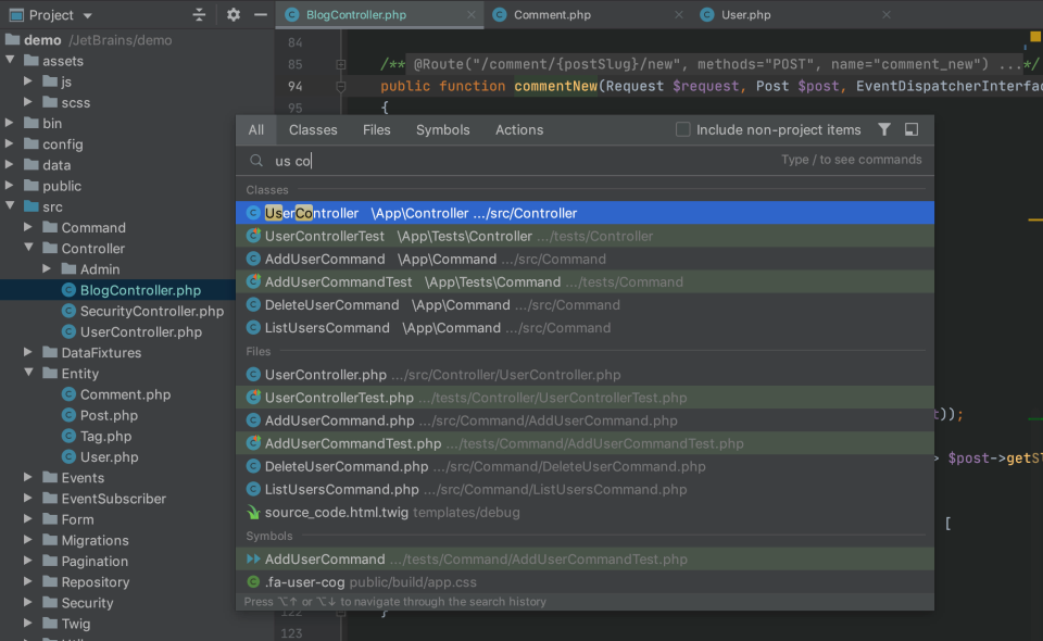 screenshot of PhpStorm