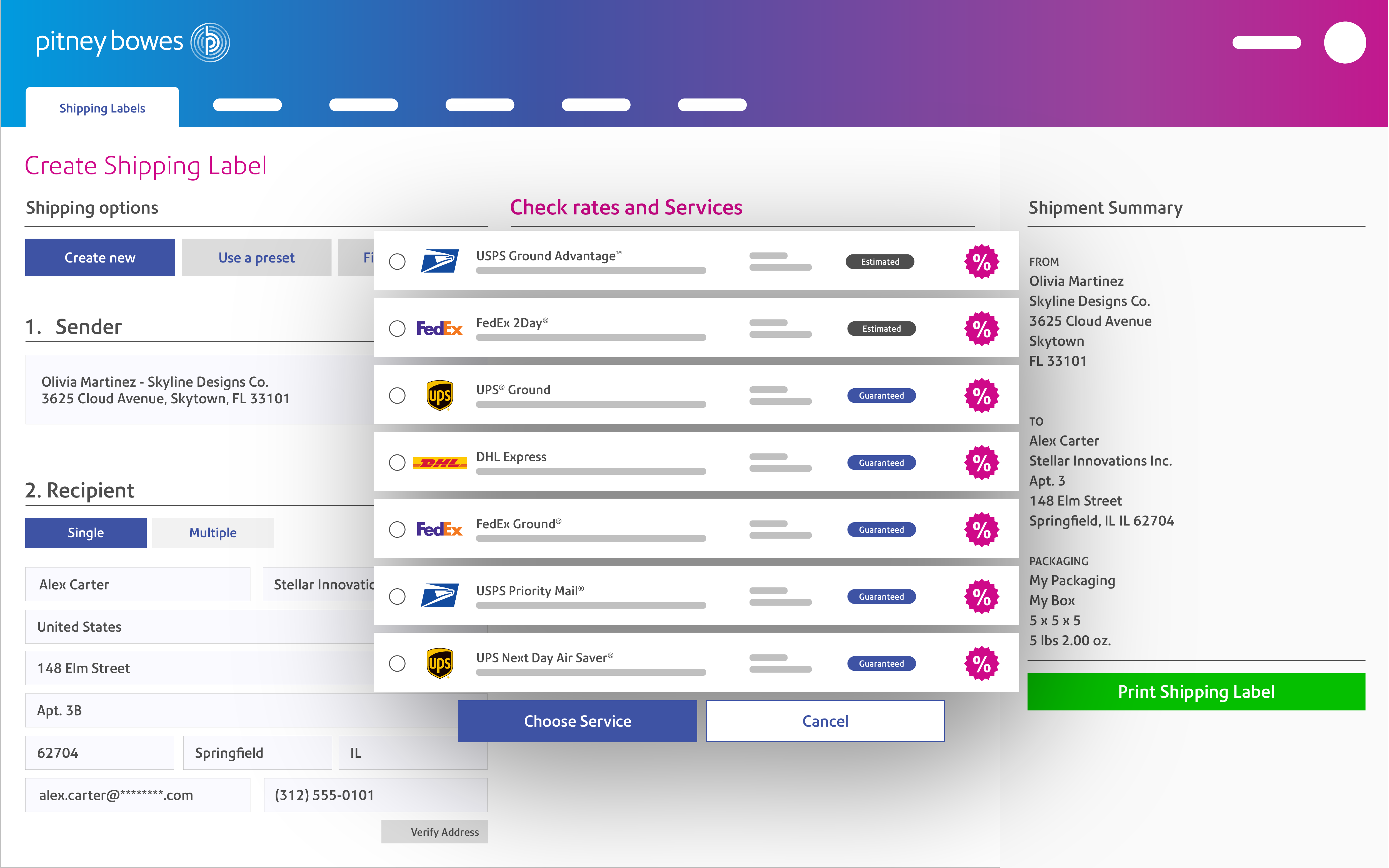 screenshot of PitneyShip