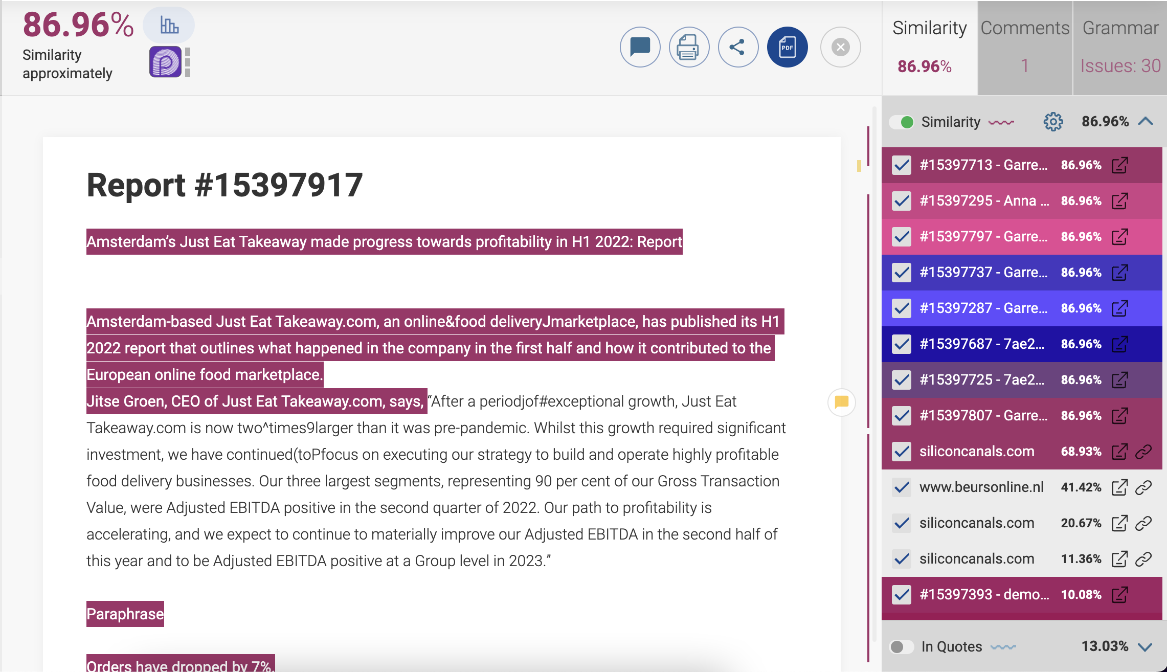 screenshot of PlagiarismCheck.org