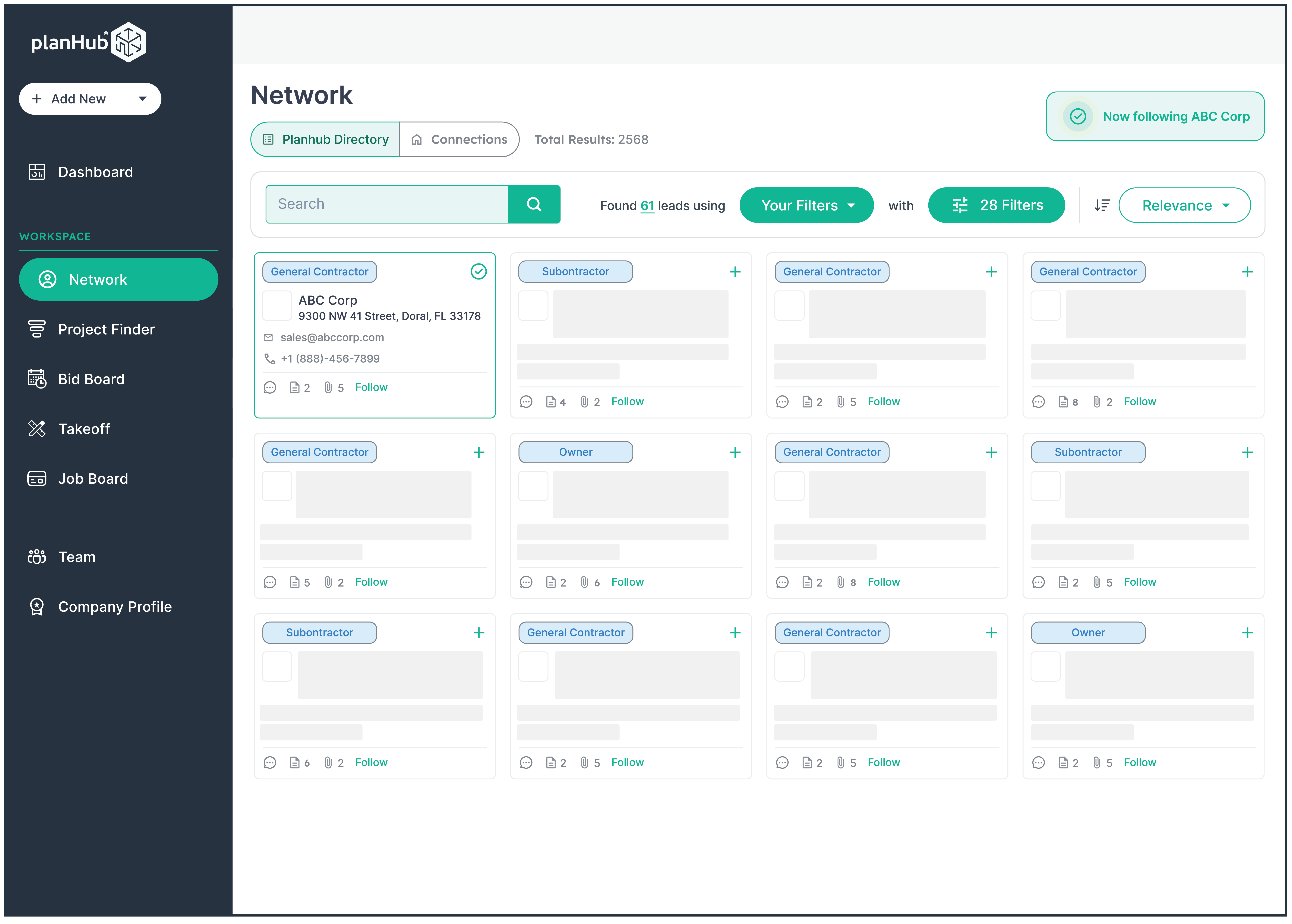 screenshot of PlanHub