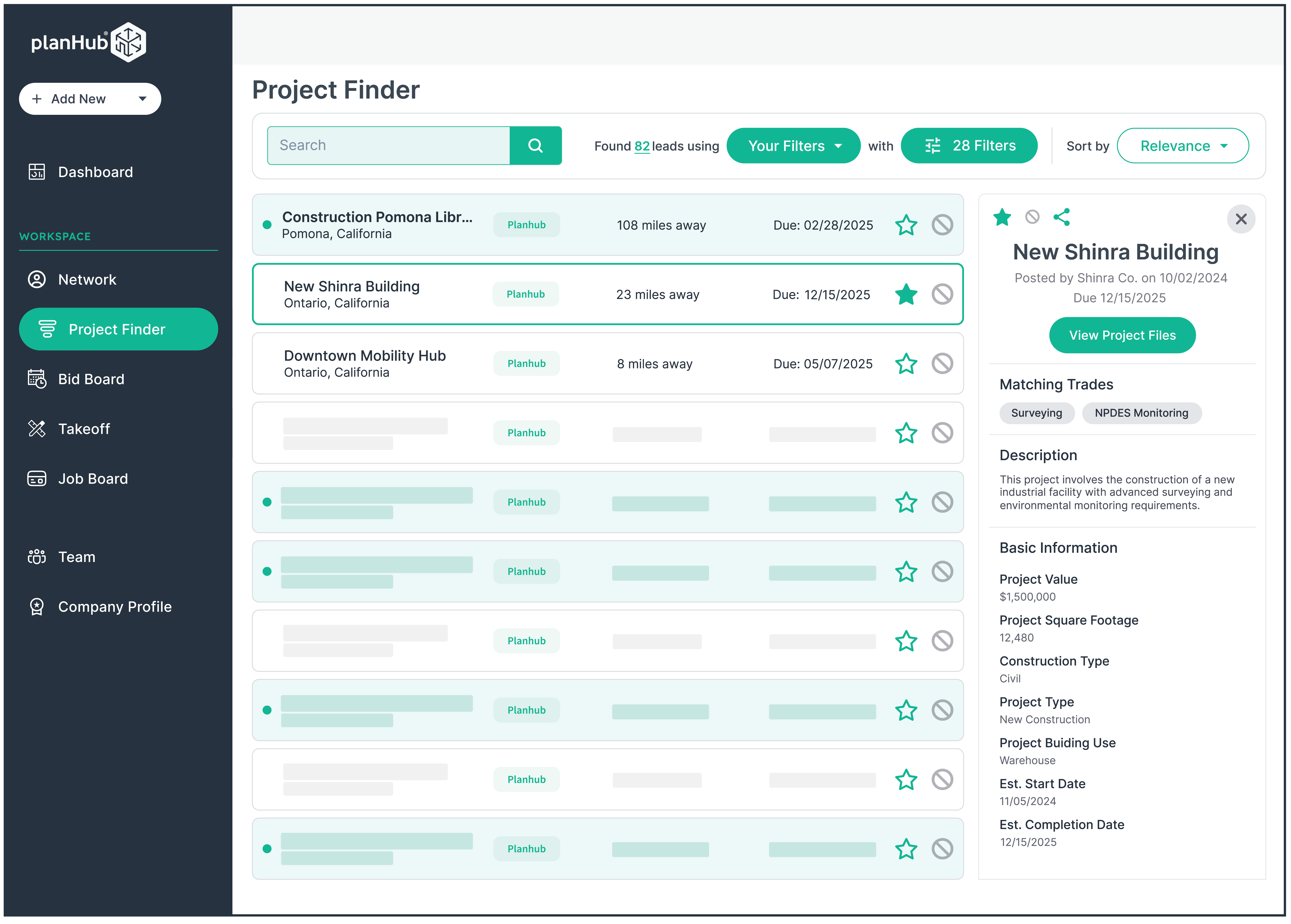 screenshot of PlanHub