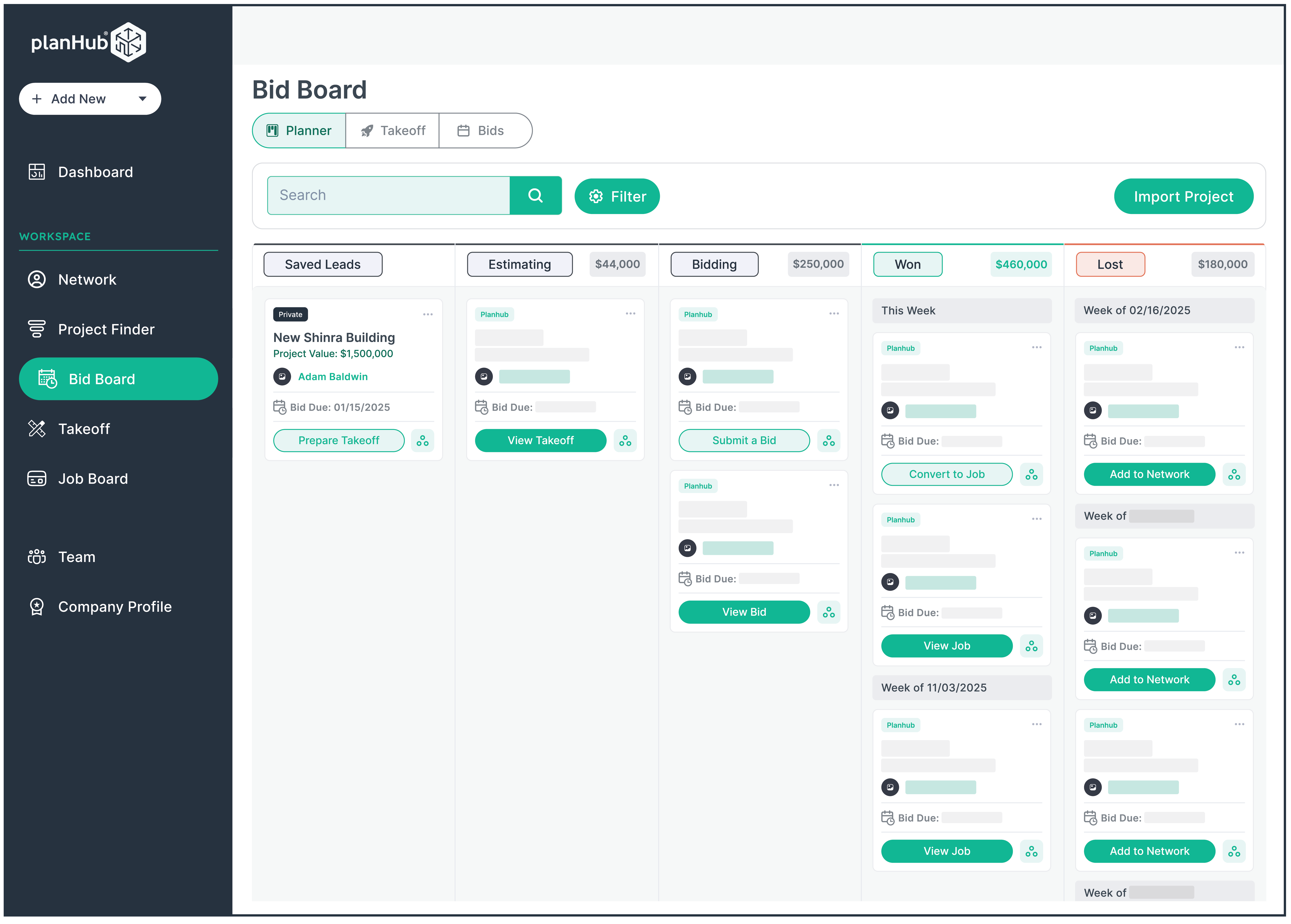 screenshot of PlanHub