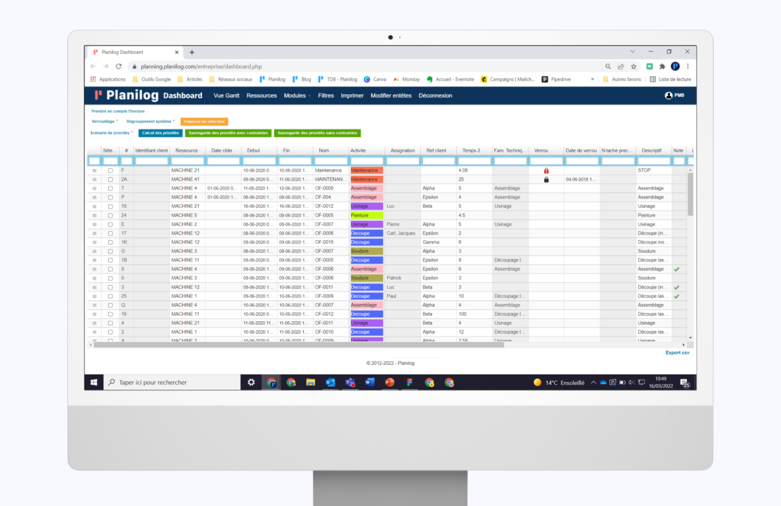 screenshot of Planilog