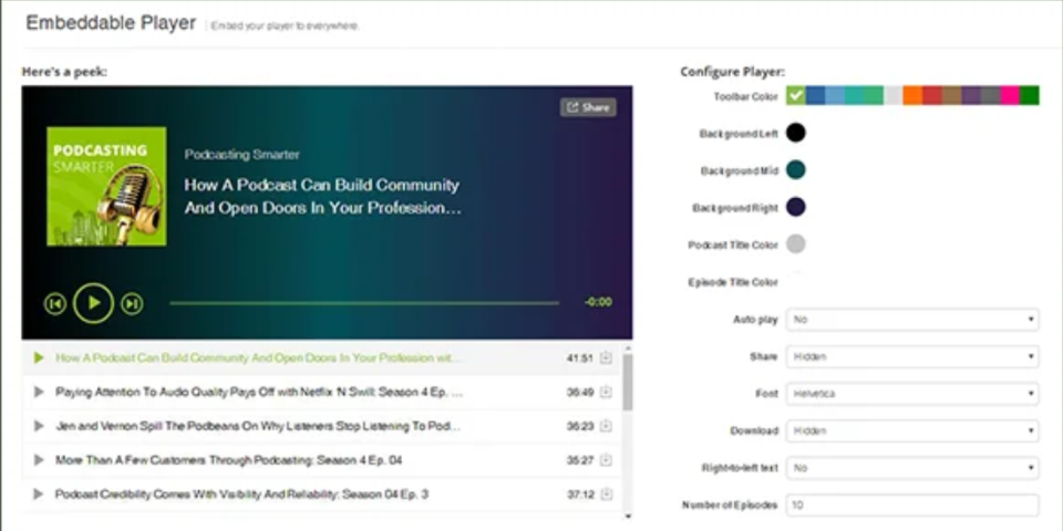 screenshot of Podbean