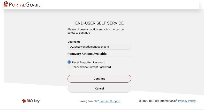 screenshot of PortalGuard