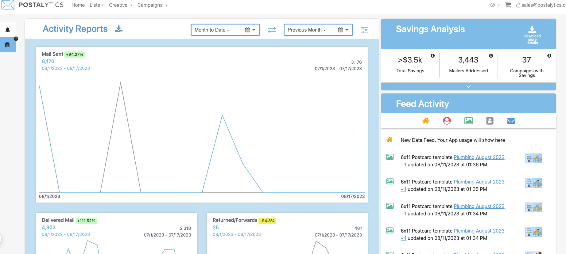 screenshot of Postalytics
