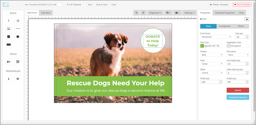 screenshot of Postalytics