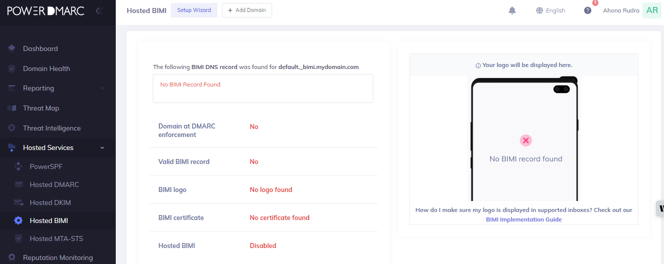 screenshot of PowerDMARC