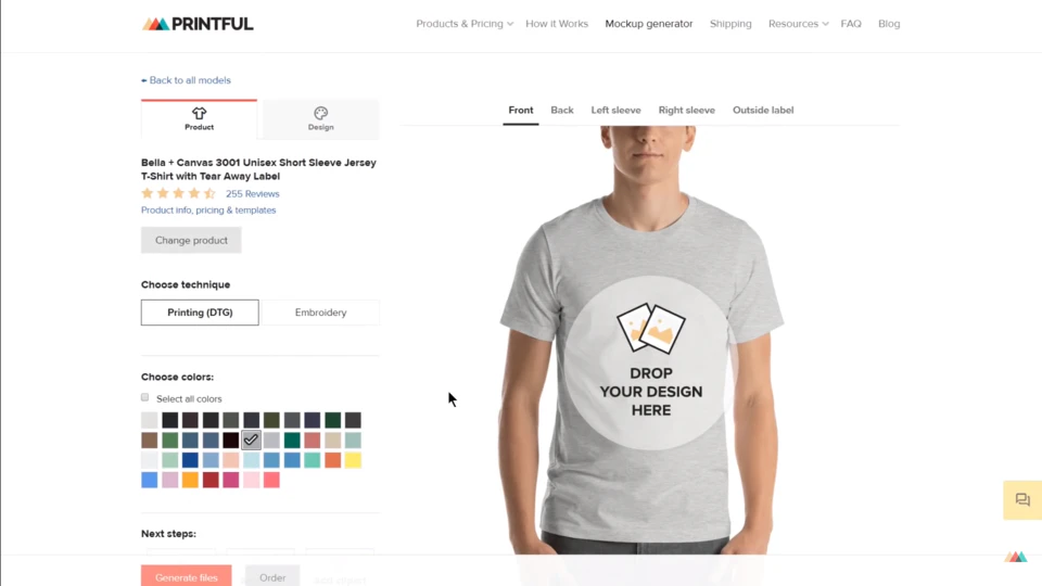 screenshot of Printful