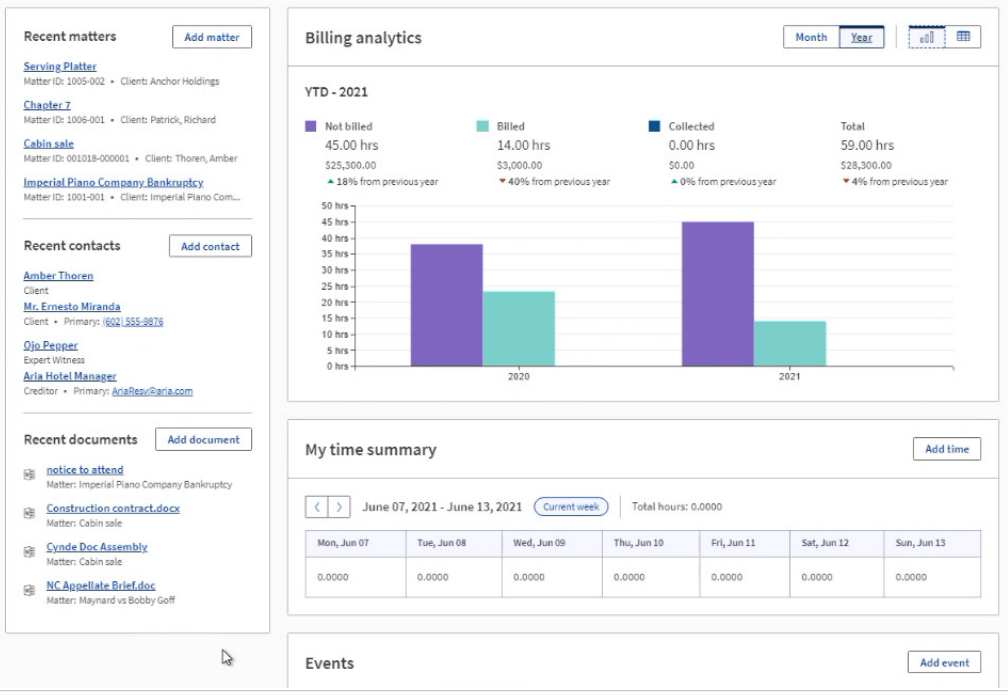 screenshot of ProLaw